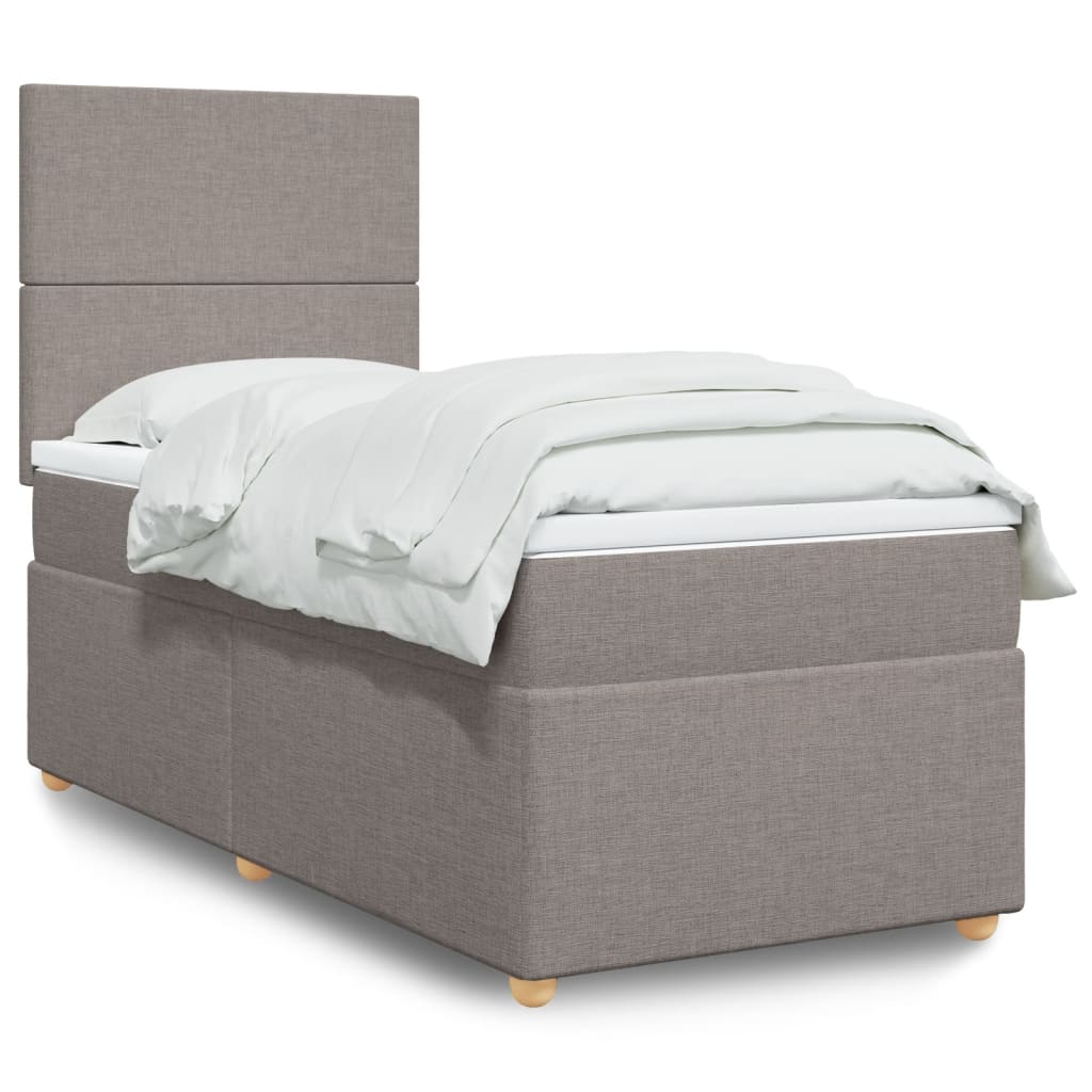 Κρεβάτι Boxspring με Στρώμα Taupe 100 x 200 εκ. Υφασμάτινο