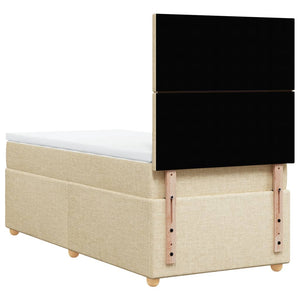 Κρεβάτι Boxspring με Στρώμα Κρεμ 100 x 200 εκ. Υφασμάτινο