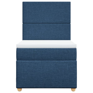 Κρεβάτι Boxspring με Στρώμα Μπλε 100 x 200 εκ. Υφασμάτινο