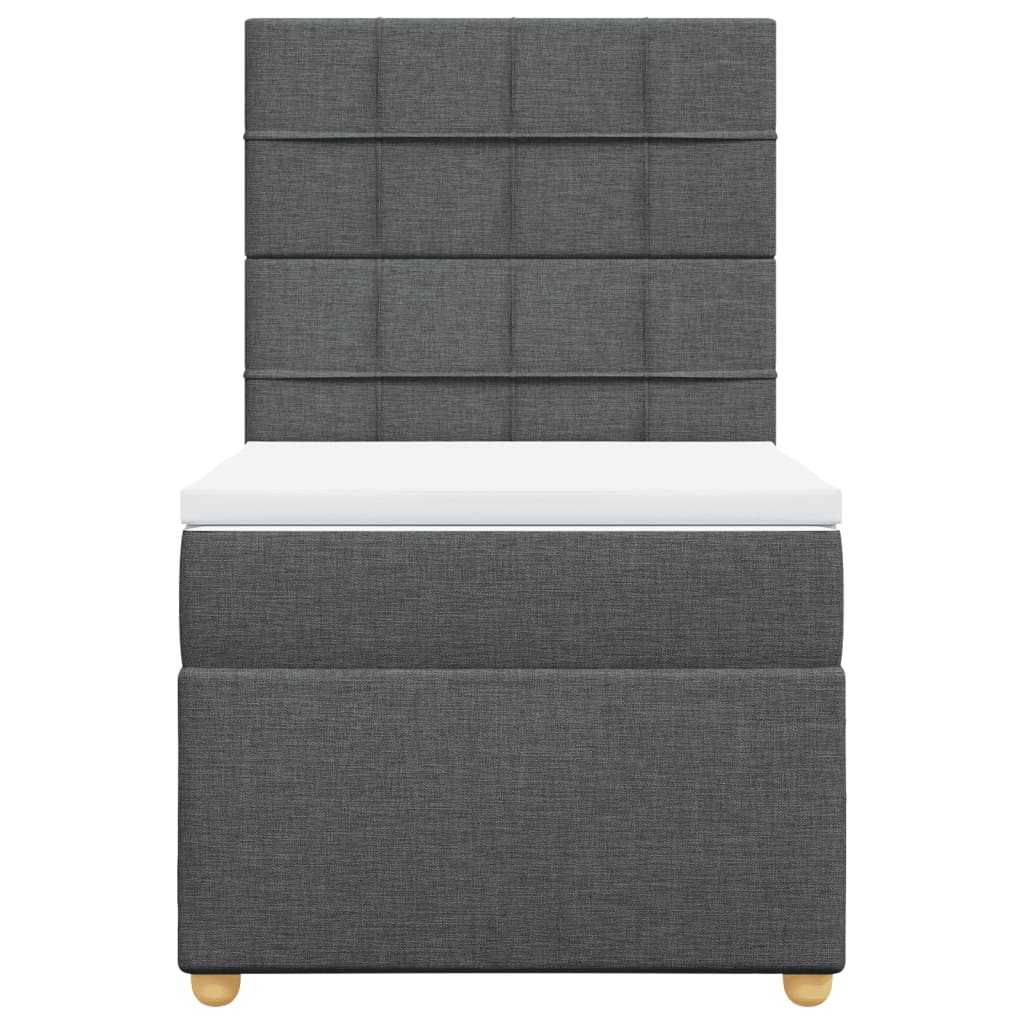 Κρεβάτι Boxspring με Στρώμα Σκούρο Γκρι 100x200 εκ. Υφασμάτινο