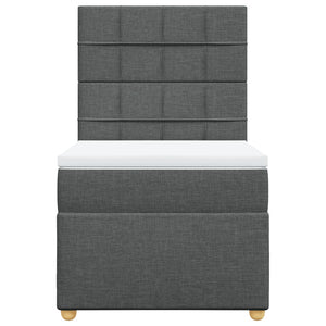 Κρεβάτι Boxspring με Στρώμα Σκούρο Γκρι 100x200 εκ. Υφασμάτινο