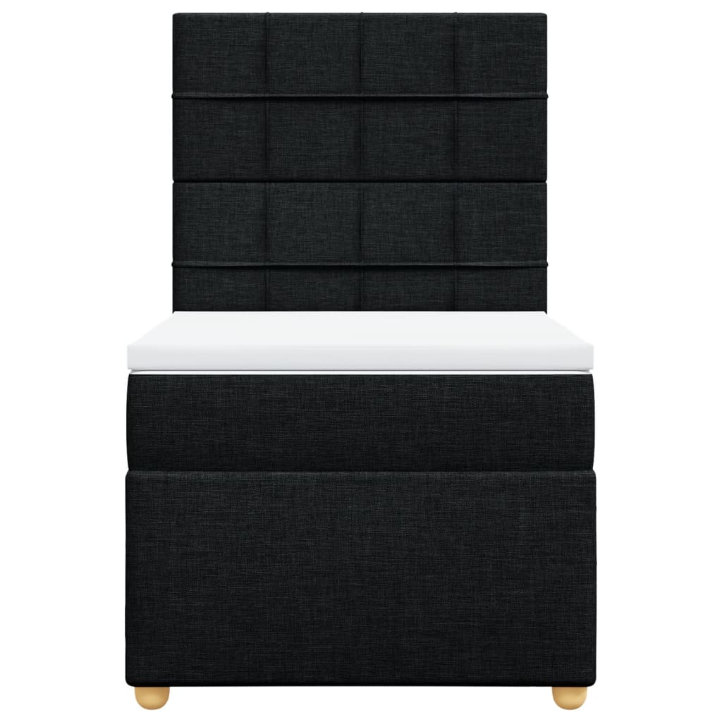 Κρεβάτι Boxspring με Στρώμα Μαύρο 100 x 200 εκ. Υφασμάτινο - Pakobazaar