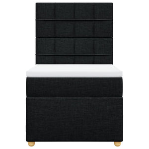 Κρεβάτι Boxspring με Στρώμα Μαύρο 100 x 200 εκ. Υφασμάτινο - Pakobazaar