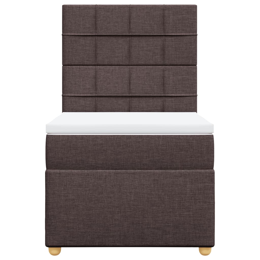 Κρεβάτι Boxspring με Στρώμα Σκούρο Καφέ 100x200 εκ. Υφασμάτινο