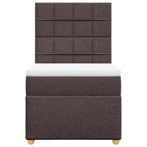 Κρεβάτι Boxspring με Στρώμα Σκούρο Καφέ 100x200 εκ. Υφασμάτινο