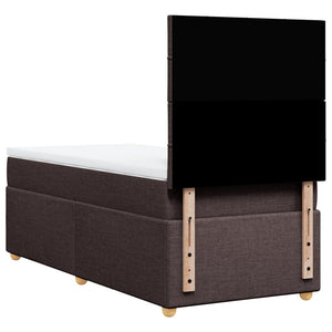Κρεβάτι Boxspring με Στρώμα Σκούρο Καφέ 100x200 εκ. Υφασμάτινο