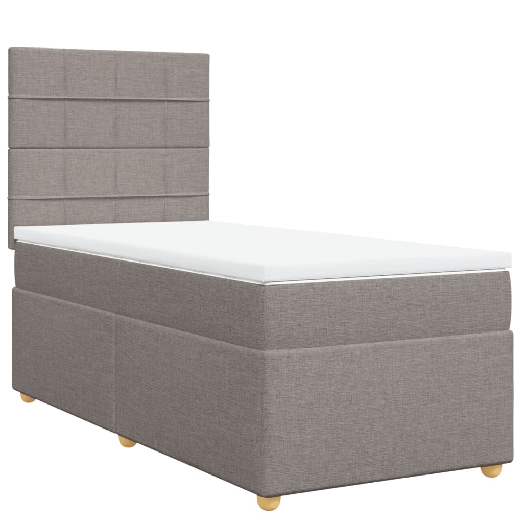 Κρεβάτι Boxspring με Στρώμα Taupe 100 x 200 εκ. Υφασμάτινο - Pakobazaar