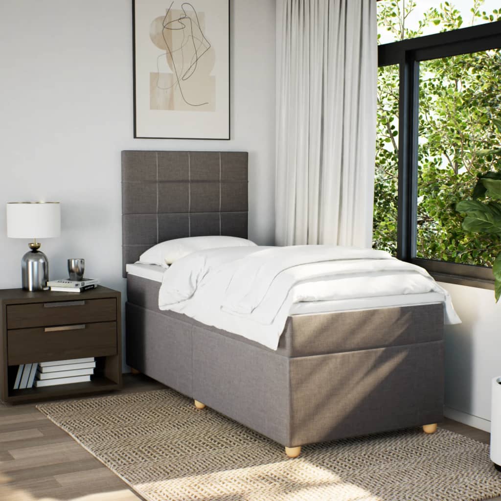 Κρεβάτι Boxspring με Στρώμα Taupe 100 x 200 εκ. Υφασμάτινο - Pakobazaar
