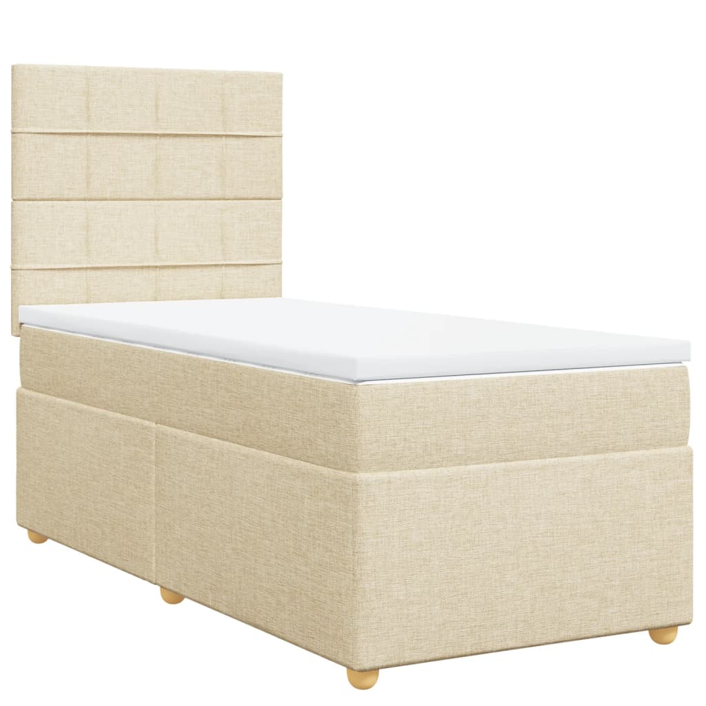 Κρεβάτι Boxspring με Στρώμα Κρεμ 100 x 200 εκ. Υφασμάτινο