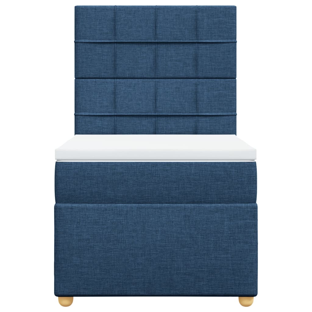 Κρεβάτι Boxspring με Στρώμα Μπλε 100 x 200 εκ. Υφασμάτινο - Pakobazaar