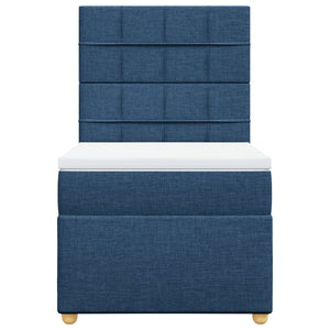 Κρεβάτι Boxspring με Στρώμα Μπλε 100 x 200 εκ. Υφασμάτινο - Pakobazaar