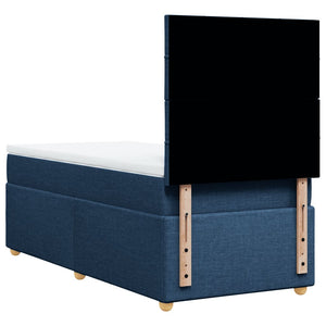 Κρεβάτι Boxspring με Στρώμα Μπλε 100 x 200 εκ. Υφασμάτινο - Pakobazaar