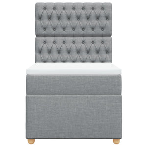 Κρεβάτι Boxspring με Στρώμα Ανοιχτό Γκρι 100x200 εκ. Υφασμάτινο - Pakobazaar
