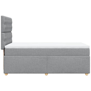 Κρεβάτι Boxspring με Στρώμα Ανοιχτό Γκρι 100x200 εκ. Υφασμάτινο - Pakobazaar