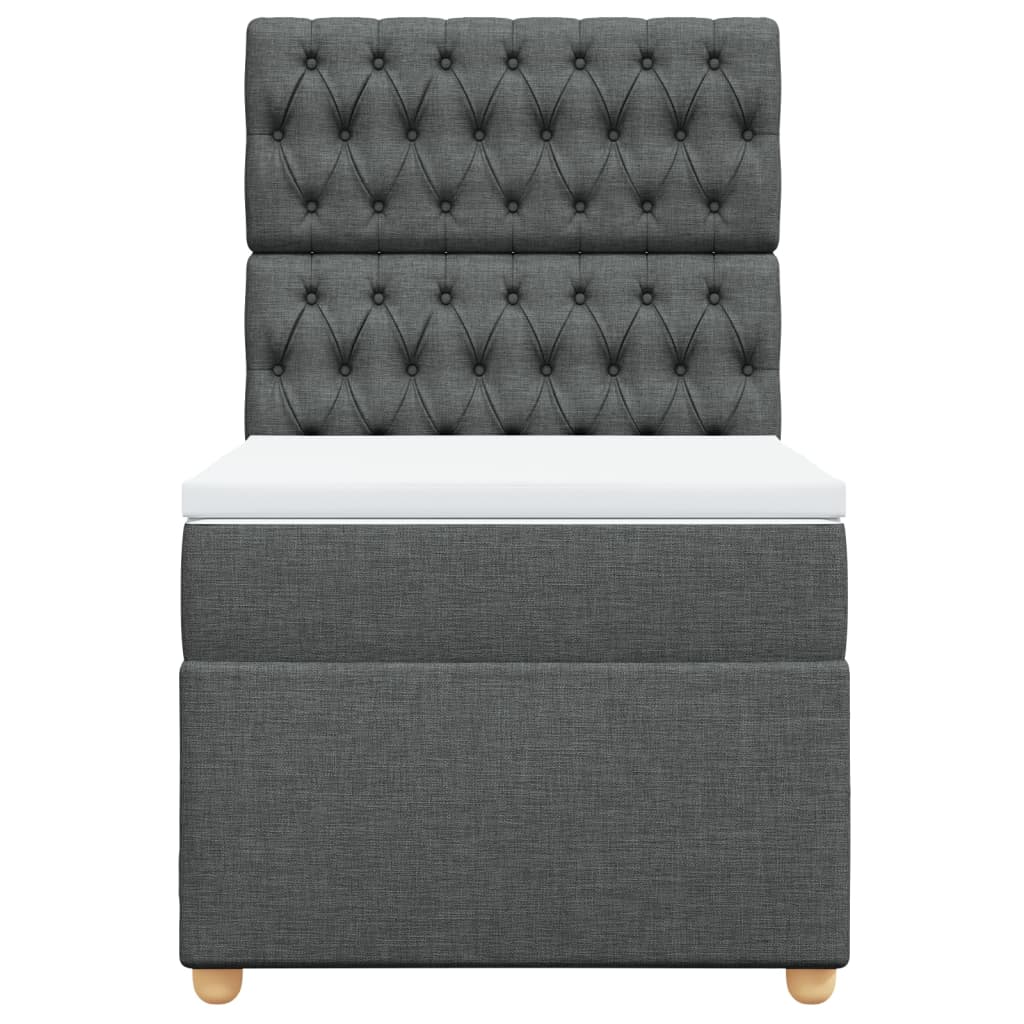 Κρεβάτι Boxspring με Στρώμα Σκούρο Γκρι 100x200 εκ. Υφασμάτινο