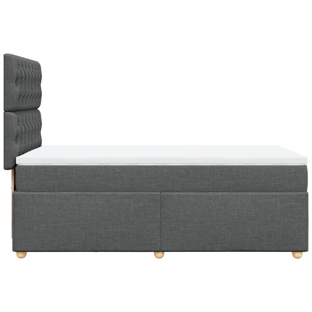 Κρεβάτι Boxspring με Στρώμα Σκούρο Γκρι 100x200 εκ. Υφασμάτινο