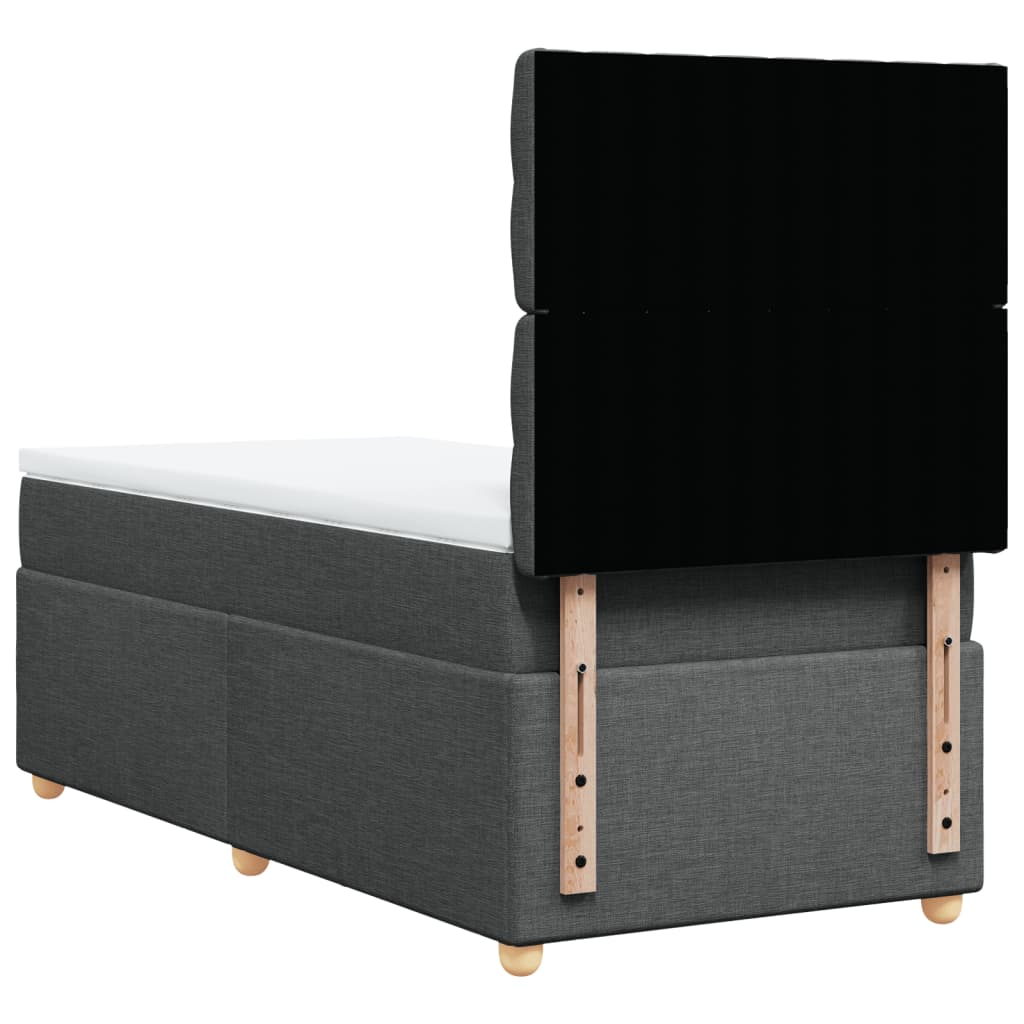 Κρεβάτι Boxspring με Στρώμα Σκούρο Γκρι 100x200 εκ. Υφασμάτινο