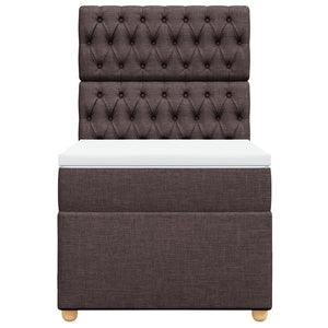 Κρεβάτι Boxspring με Στρώμα Σκούρο Καφέ 100x200 εκ. Υφασμάτινο