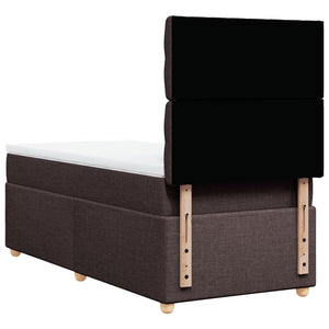 Κρεβάτι Boxspring με Στρώμα Σκούρο Καφέ 100x200 εκ. Υφασμάτινο