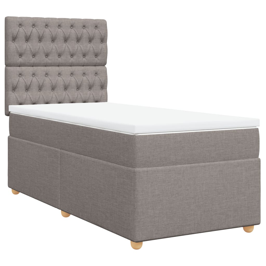 Κρεβάτι Boxspring με Στρώμα Taupe 100 x 200 εκ. Υφασμάτινο