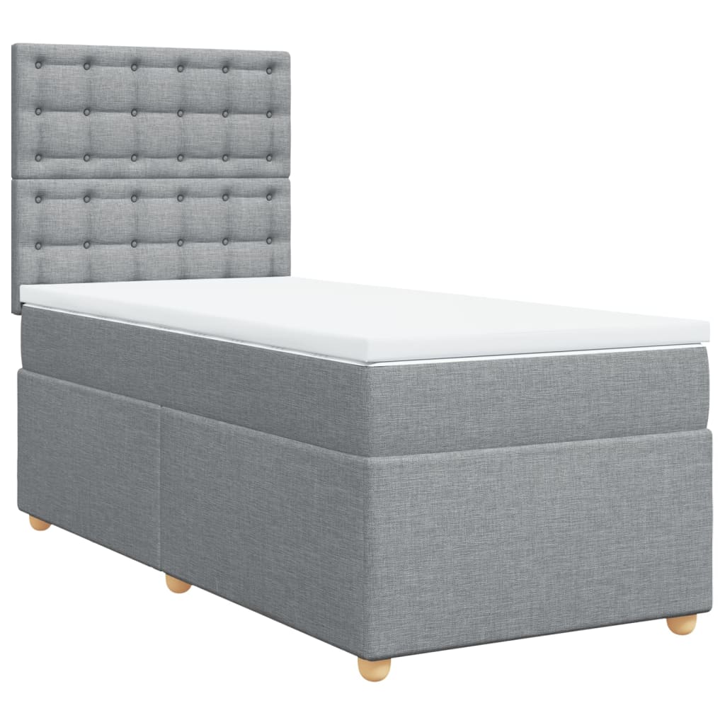 Κρεβάτι Boxspring με Στρώμα Ανοιχτό Γκρι 100x200 εκ. Υφασμάτινο