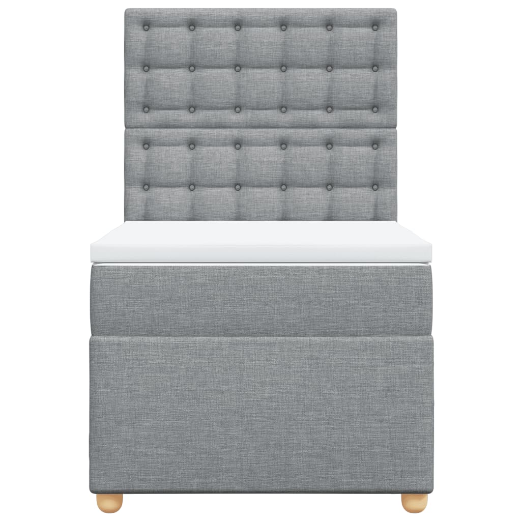 Κρεβάτι Boxspring με Στρώμα Ανοιχτό Γκρι 100x200 εκ. Υφασμάτινο