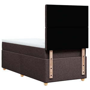 Κρεβάτι Boxspring με Στρώμα Σκούρο Καφέ 100x200 εκ. Υφασμάτινο