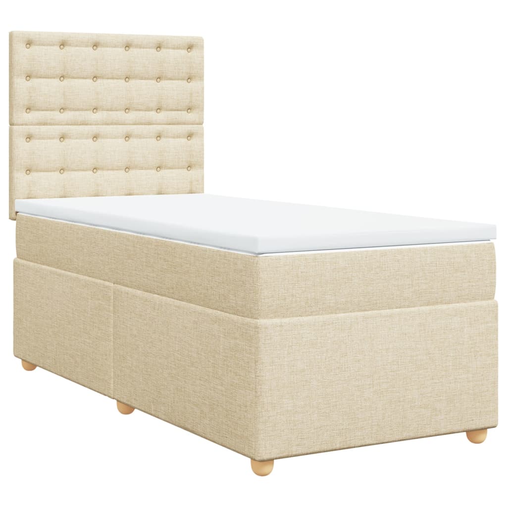 Κρεβάτι Boxspring με Στρώμα Κρεμ 100 x 200 εκ. Υφασμάτινο