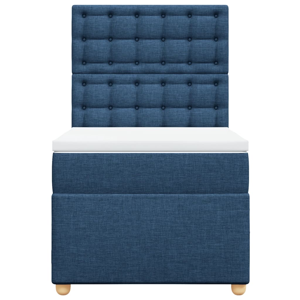 Κρεβάτι Boxspring με Στρώμα Μπλε 100 x 200 εκ. Υφασμάτινο