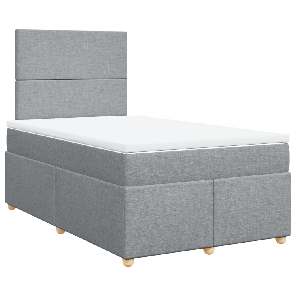Κρεβάτι Boxspring με Στρώμα Ανοιχτό Γκρι 120x190 εκ. Υφασμάτινο