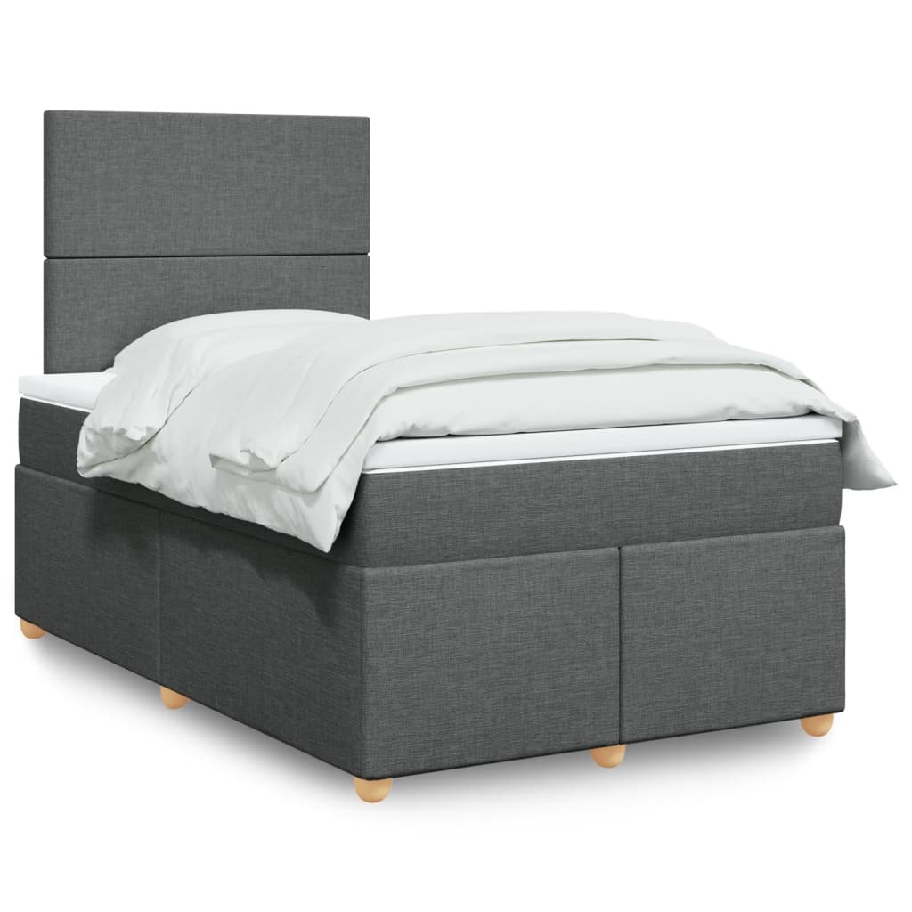 Κρεβάτι Boxspring με Στρώμα Σκούρο Γκρι 120x190 εκ Υφασμάτινο - Pakobazaar