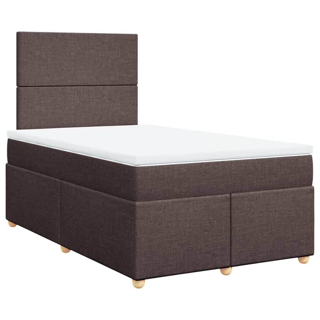 Κρεβάτι Boxspring με Στρώμα Σκούρο Καφέ 120x190 εκ Υφασμάτινο - Pakobazaar