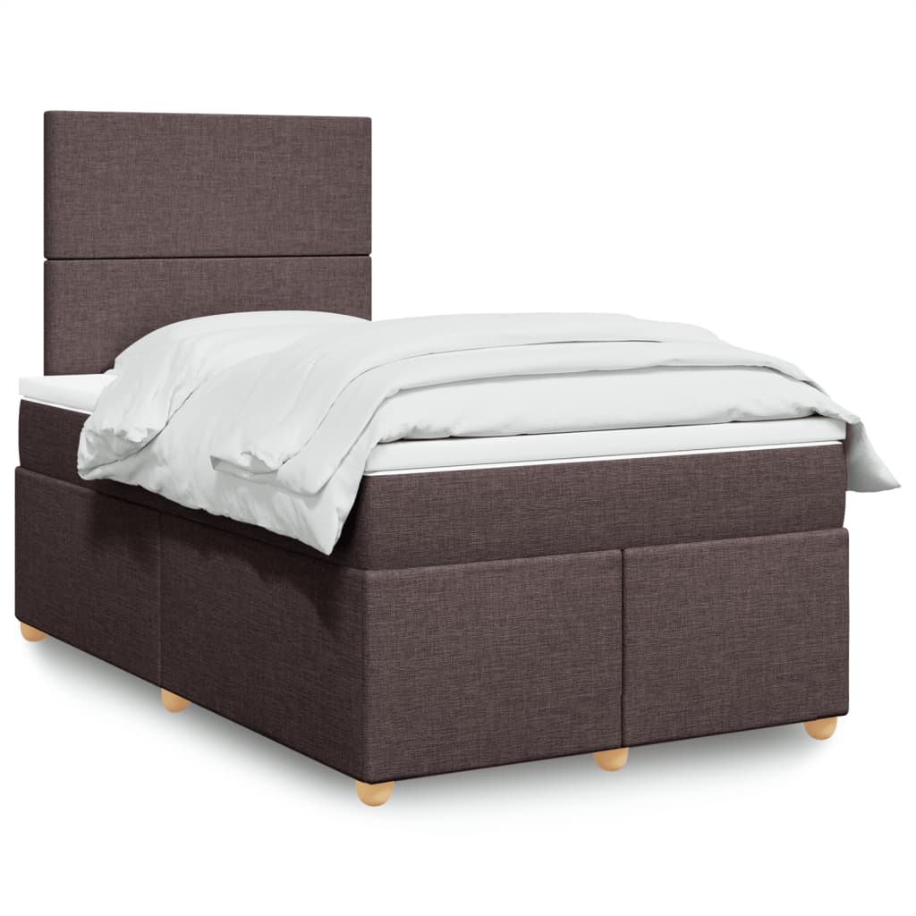 Κρεβάτι Boxspring με Στρώμα Σκούρο Καφέ 120x190 εκ Υφασμάτινο - Pakobazaar