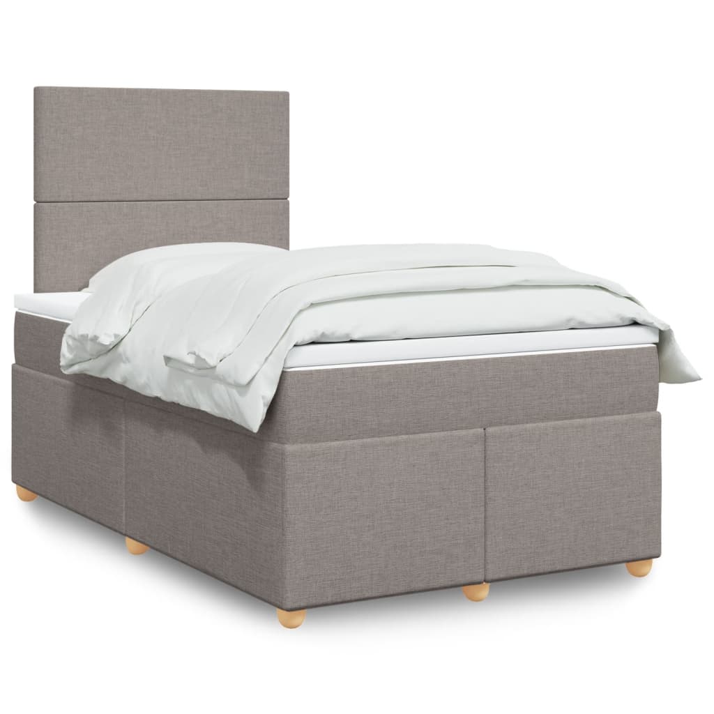 Κρεβάτι Boxspring με Στρώμα Taupe 120x190 εκ. Υφασμάτινο