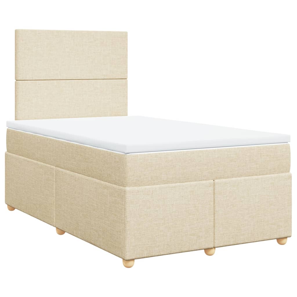 Κρεβάτι Boxspring με Στρώμα Κρεμ 120x190 εκ. Υφασμάτινο - Pakobazaar