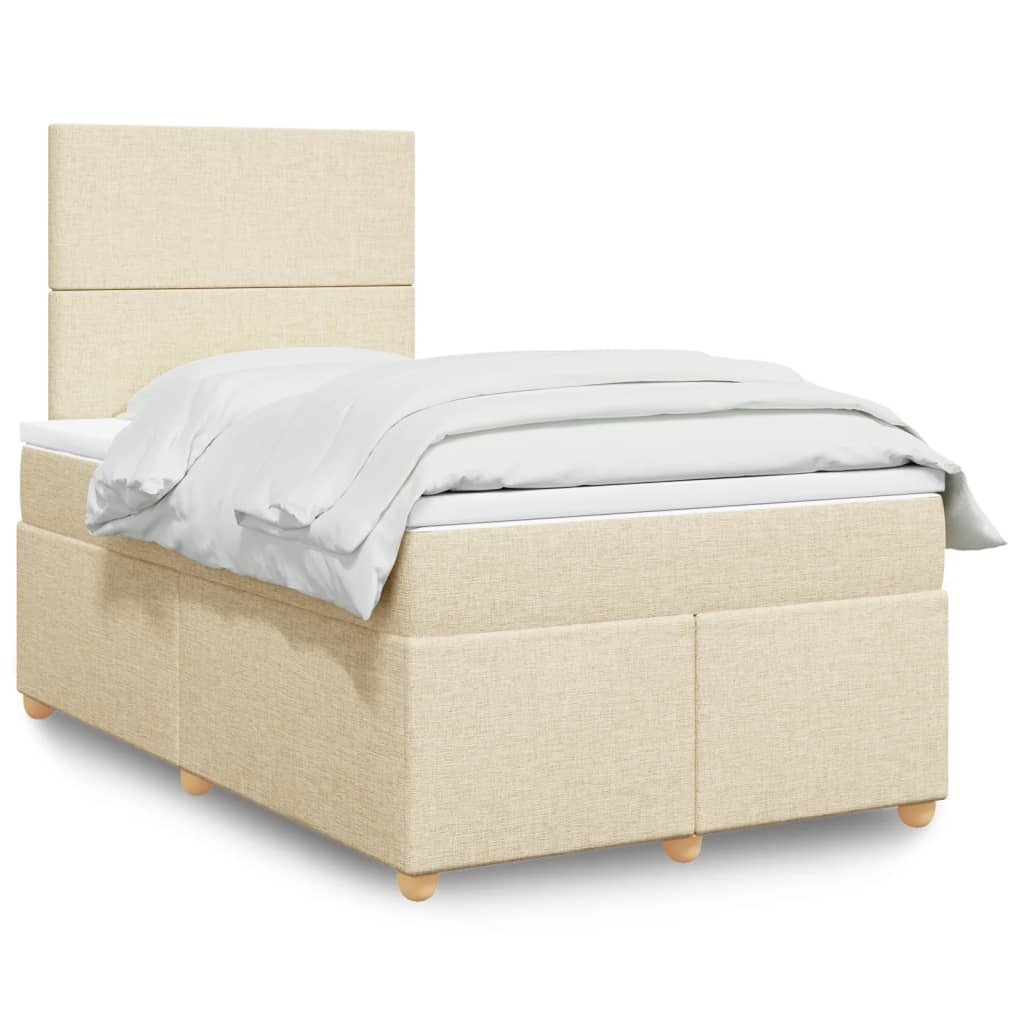 Κρεβάτι Boxspring με Στρώμα Κρεμ 120x190 εκ. Υφασμάτινο - Pakobazaar