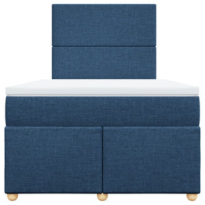 Κρεβάτι Boxspring με Στρώμα Μπλε 120x190 εκ. Υφασμάτινο