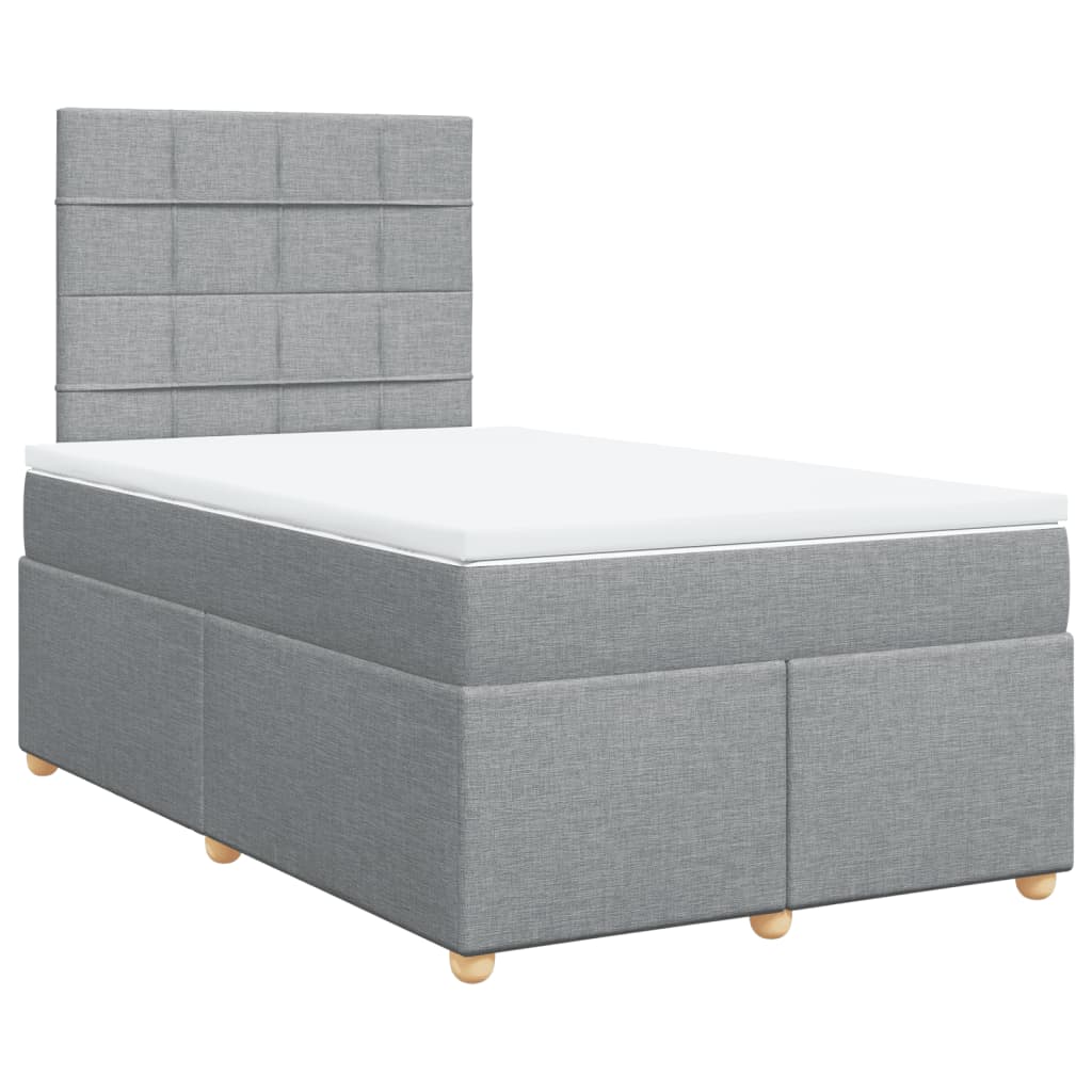 Κρεβάτι Boxspring με Στρώμα Ανοιχτό Γκρι 120x190 εκ. Υφασμάτινο - Pakobazaar