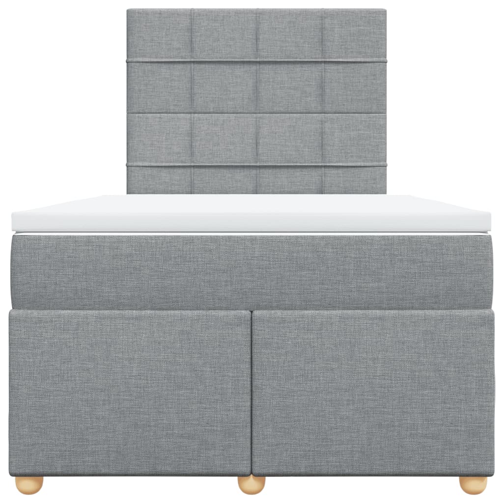 Κρεβάτι Boxspring με Στρώμα Ανοιχτό Γκρι 120x190 εκ. Υφασμάτινο - Pakobazaar