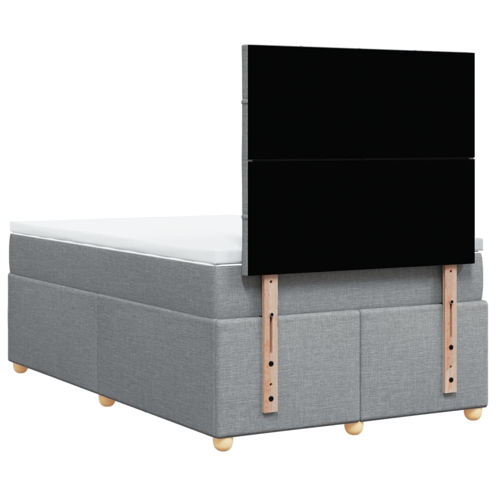 Κρεβάτι Boxspring με Στρώμα Ανοιχτό Γκρι 120x190 εκ. Υφασμάτινο - Pakobazaar