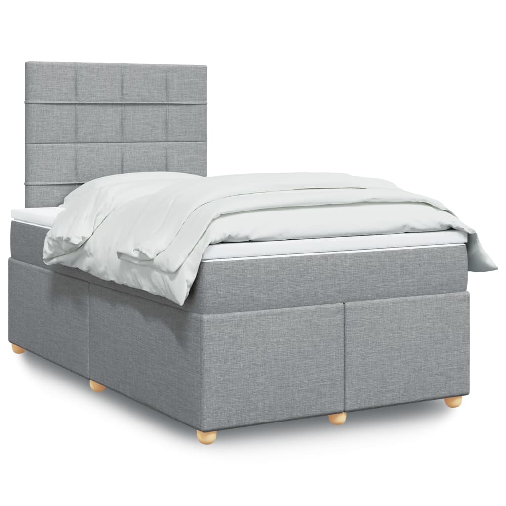 Κρεβάτι Boxspring με Στρώμα Ανοιχτό Γκρι 120x190 εκ. Υφασμάτινο - Pakobazaar