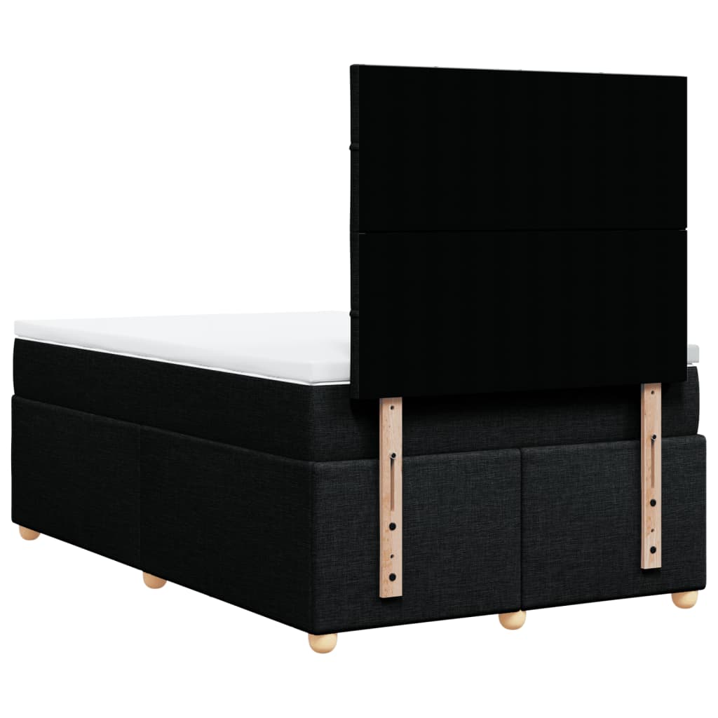 Κρεβάτι Boxspring με Στρώμα Μαύρο 120x190 εκ. Υφασμάτινο - Pakobazaar
