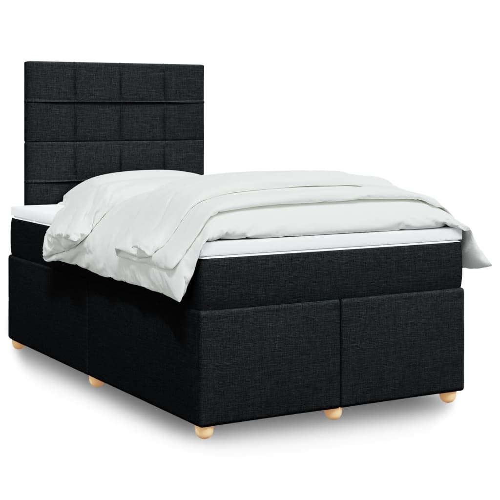 Κρεβάτι Boxspring με Στρώμα Μαύρο 120x190 εκ. Υφασμάτινο - Pakobazaar