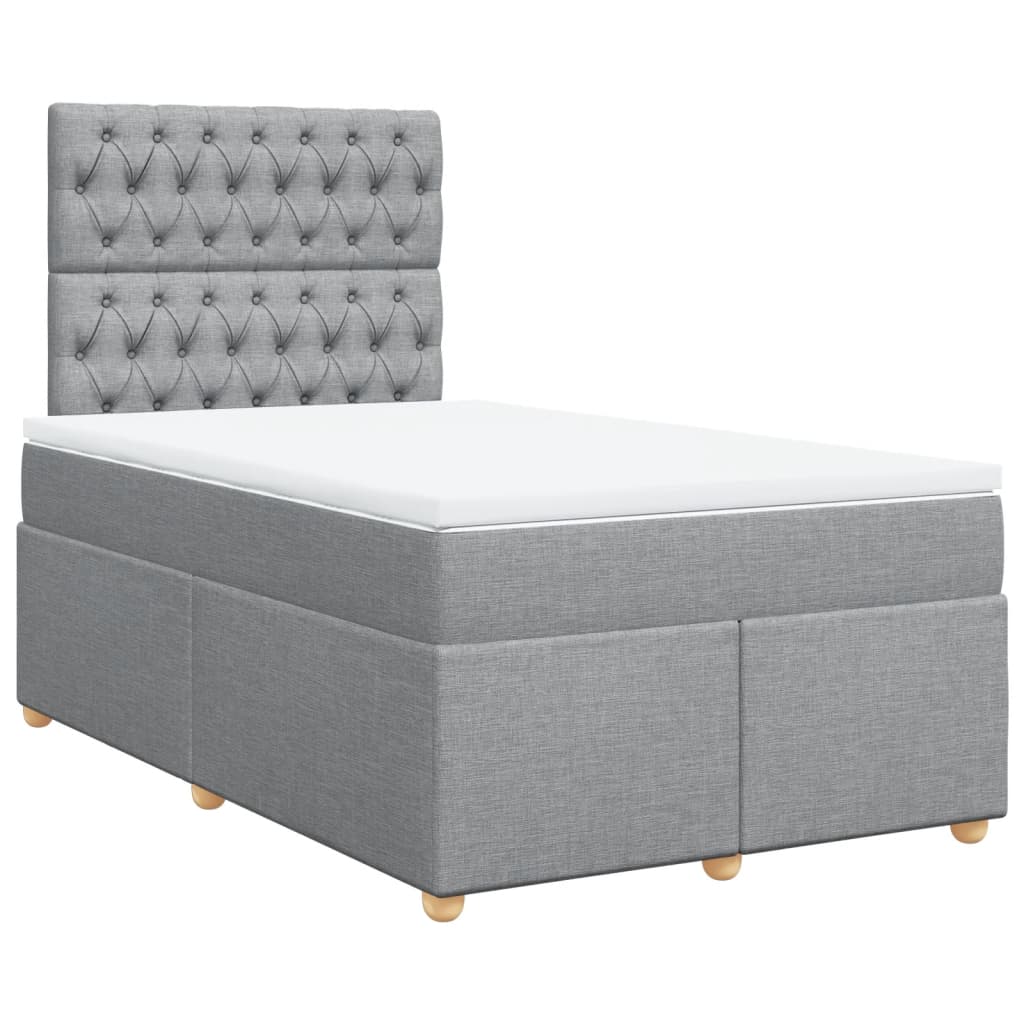 Κρεβάτι Boxspring με Στρώμα Ανοιχτό Γκρι 120x190 εκ. Υφασμάτινο