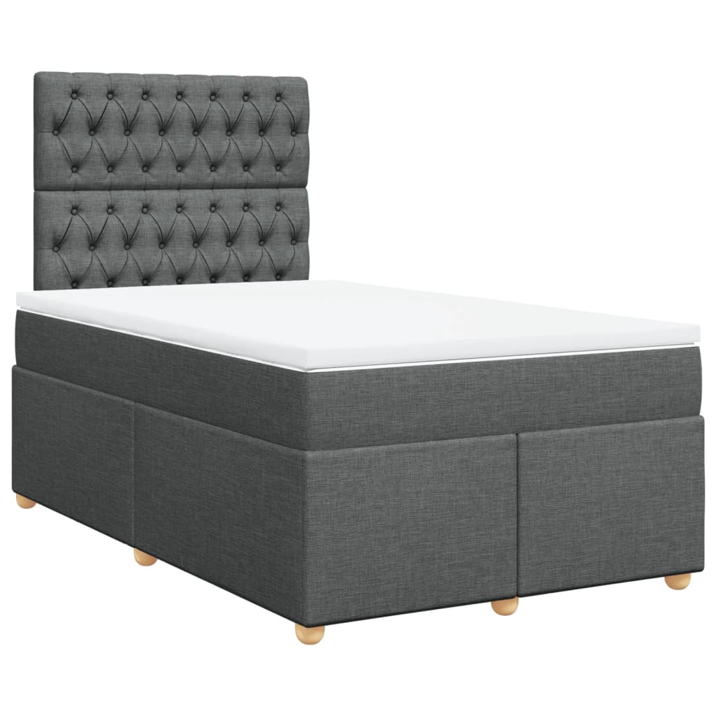 Κρεβάτι Boxspring με Στρώμα Σκούρο Γκρι 120x190 εκ Υφασμάτινο - Pakobazaar