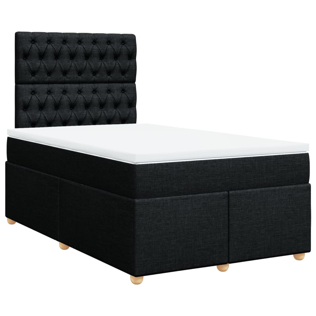 Κρεβάτι Boxspring με Στρώμα Μαύρο 120x190 εκ. Υφασμάτινο - Pakobazaar