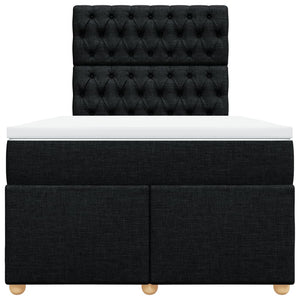 Κρεβάτι Boxspring με Στρώμα Μαύρο 120x190 εκ. Υφασμάτινο - Pakobazaar