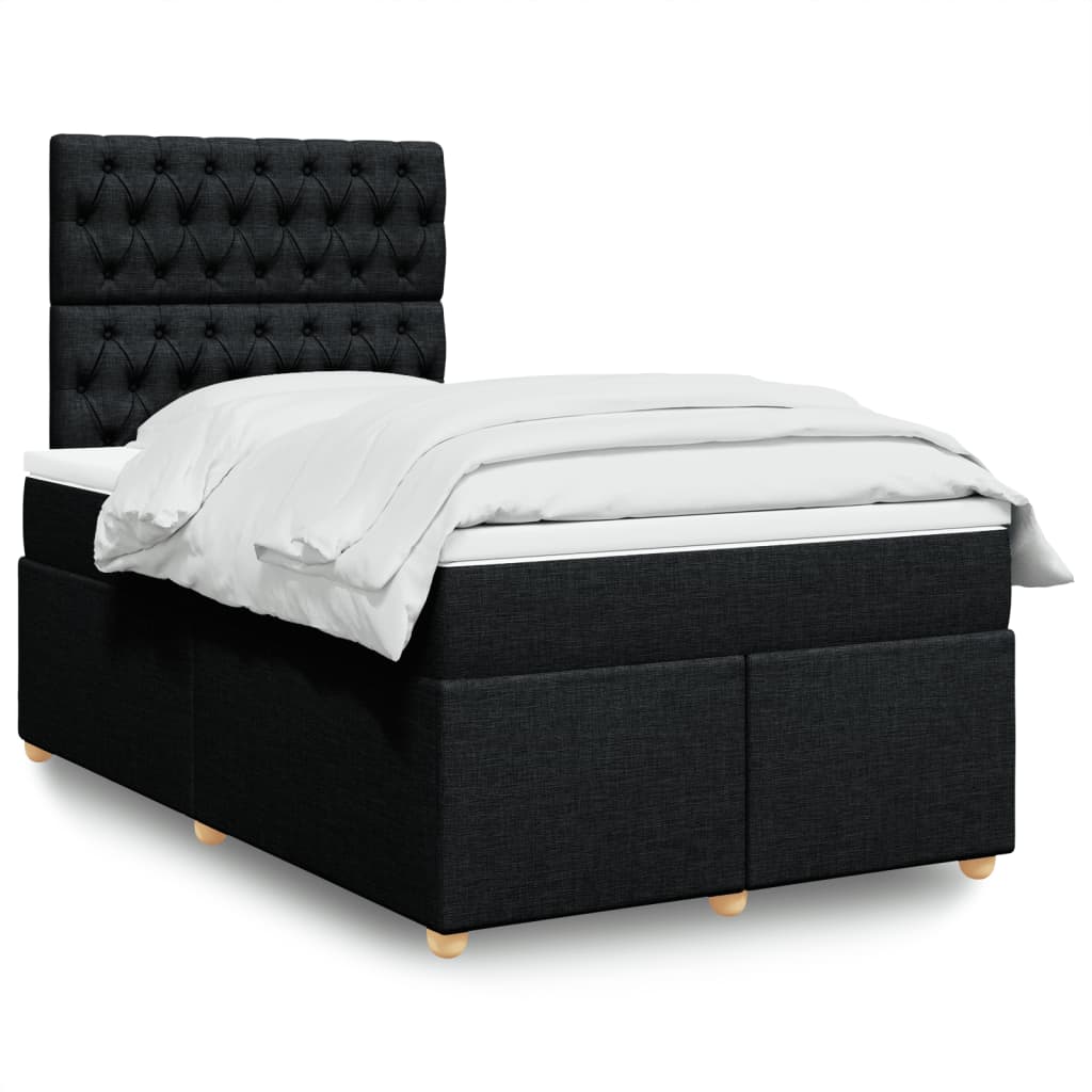 Κρεβάτι Boxspring με Στρώμα Μαύρο 120x190 εκ. Υφασμάτινο - Pakobazaar