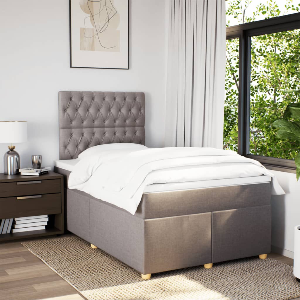 Κρεβάτι Boxspring με Στρώμα Taupe 120x190 εκ. Υφασμάτινο - Pakobazaar