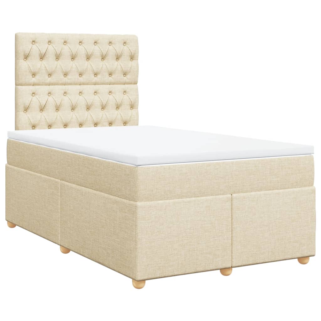 Κρεβάτι Boxspring με Στρώμα Κρεμ 120x190 εκ. Υφασμάτινο - Pakobazaar